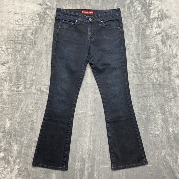 New Levi's 518 Superlow Stretch Bootcut Coated Jeans Women's Size 7 JR M Blue - Picture 1 of 6